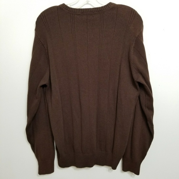 NWT John Ashford Men's Brown Cotton Knit Sweater - Picture 2 of 3